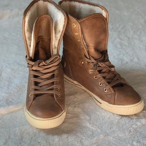 High Top Faux Leather Sneaker